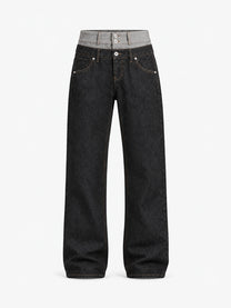 NO E MOSEN DOUBLE WAIST WIDE LEG JEANS; Black; front view