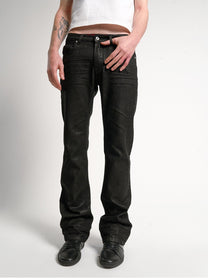 NO E MOSEN WAXED WHISKER FLARED JEANS; Black; model view