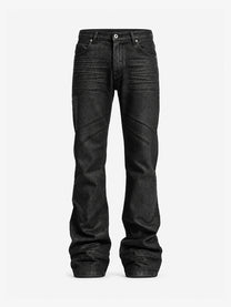 NO E MOSEN WAXED WHISKER FLARED JEANS; Black; front view