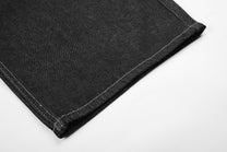 SEVEERS SCRIPT WAIST BAGGY JEANS; Black; garment construction detail