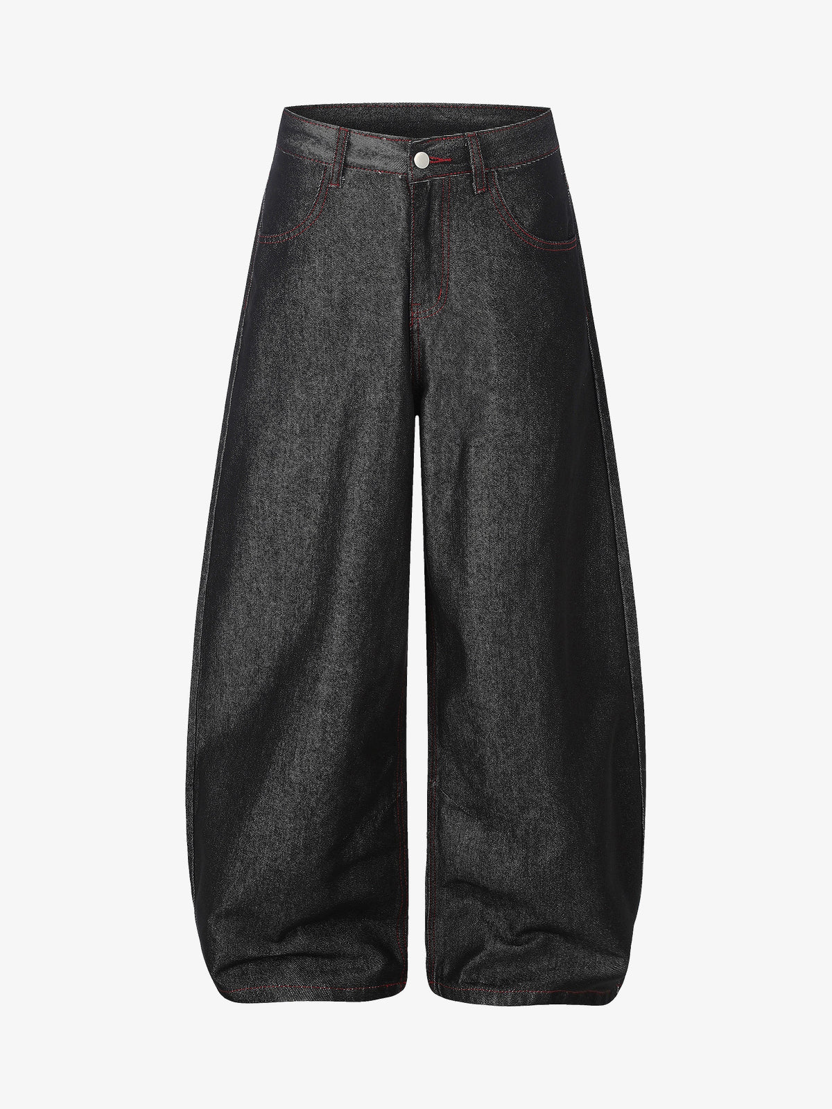 SEVEERS RED PATCH WIDE LEG JEANS; Black; front view