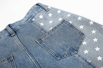 SEVEERS STAR PANEL WIDE LEG JEANS; Vintage Blue; design detail