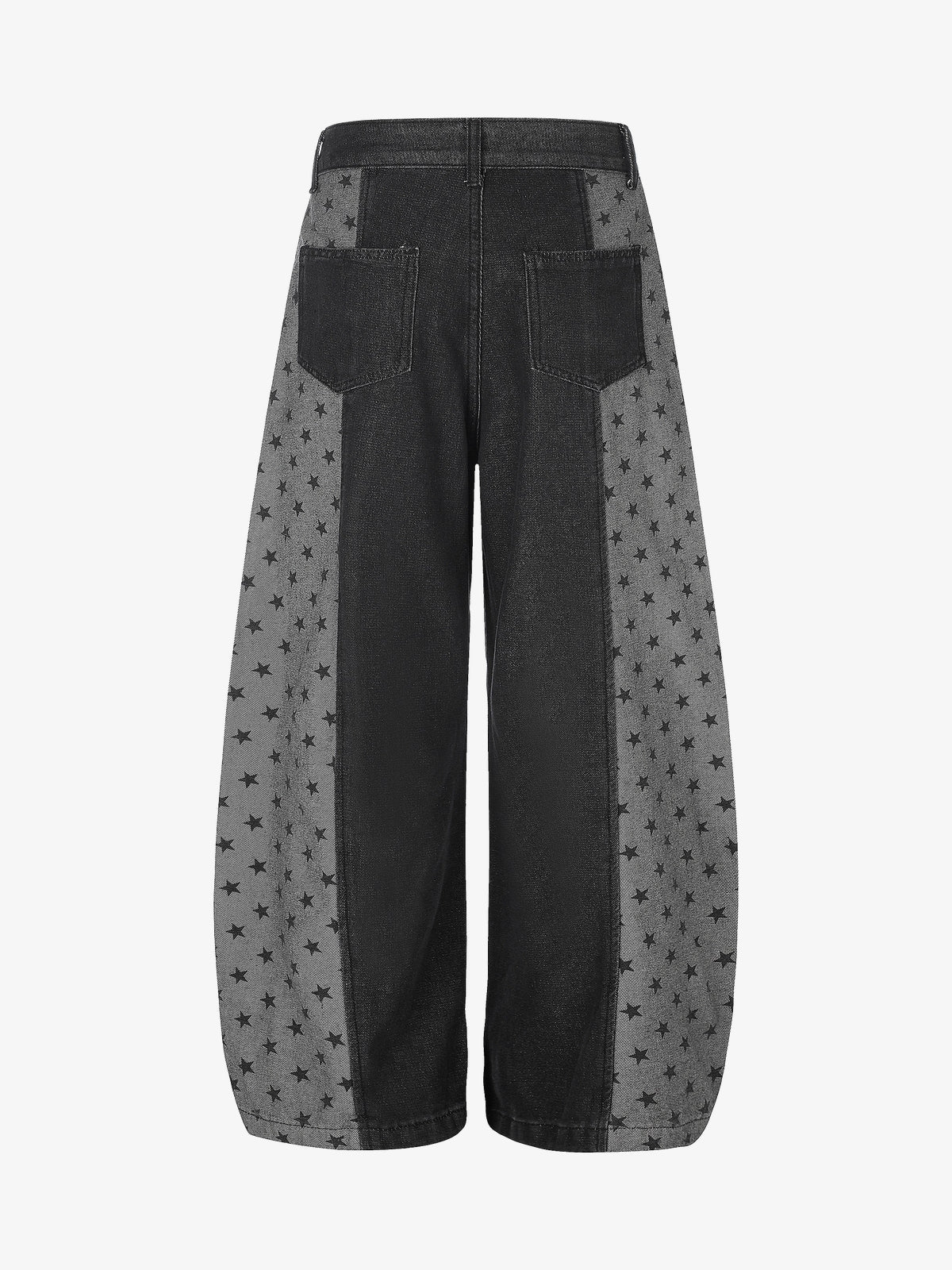 SEVEERS STAR PANEL WIDE LEG JEANS; Black; back view