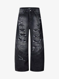 SMK MADE | SLASH DISTRESSED WIDE LEG JEANS
