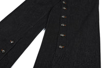 SMK MADE BUTTON FLAP WIDE LEG JEANS; Raw Black; design detail