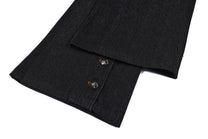 SMK MADE BUTTON FLAP WIDE LEG JEANS; Raw Black; design detail