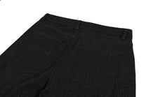 SMK MADE BUTTON FLAP WIDE LEG JEANS; Raw Black; garment construction detail