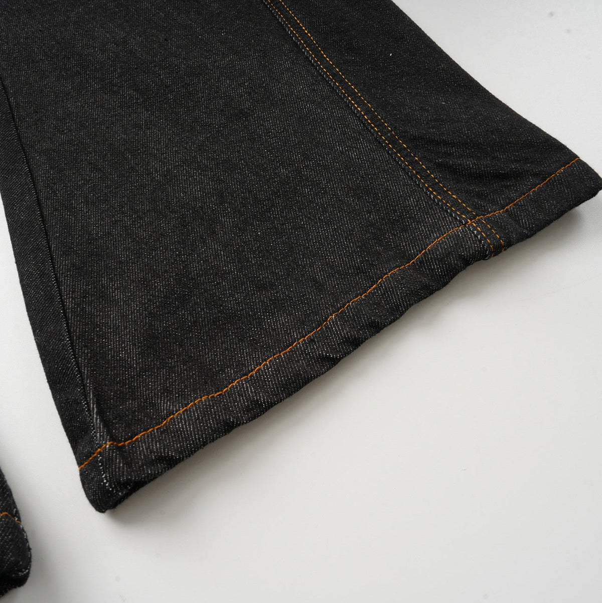 SPARROW SPOT BRAIDED CORD FRONT JEANS; Black; garment construction detail