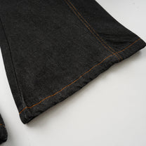 SPARROW SPOT BRAIDED CORD FRONT JEANS; Black; garment construction detail