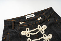 SPARROW SPOT BRAIDED CORD FRONT JEANS; Black; design detail
