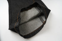 SPARROW SPOT BRAIDED CORD FRONT JEANS; Black; garment construction detail