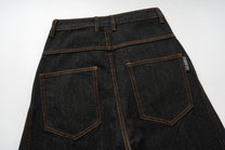 SPARROW SPOT BRAIDED CORD FRONT JEANS; Black; garment construction detail