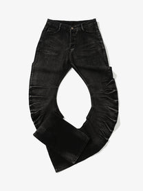 UNF CURVED SEAM WASHED JEANS; Black; front view