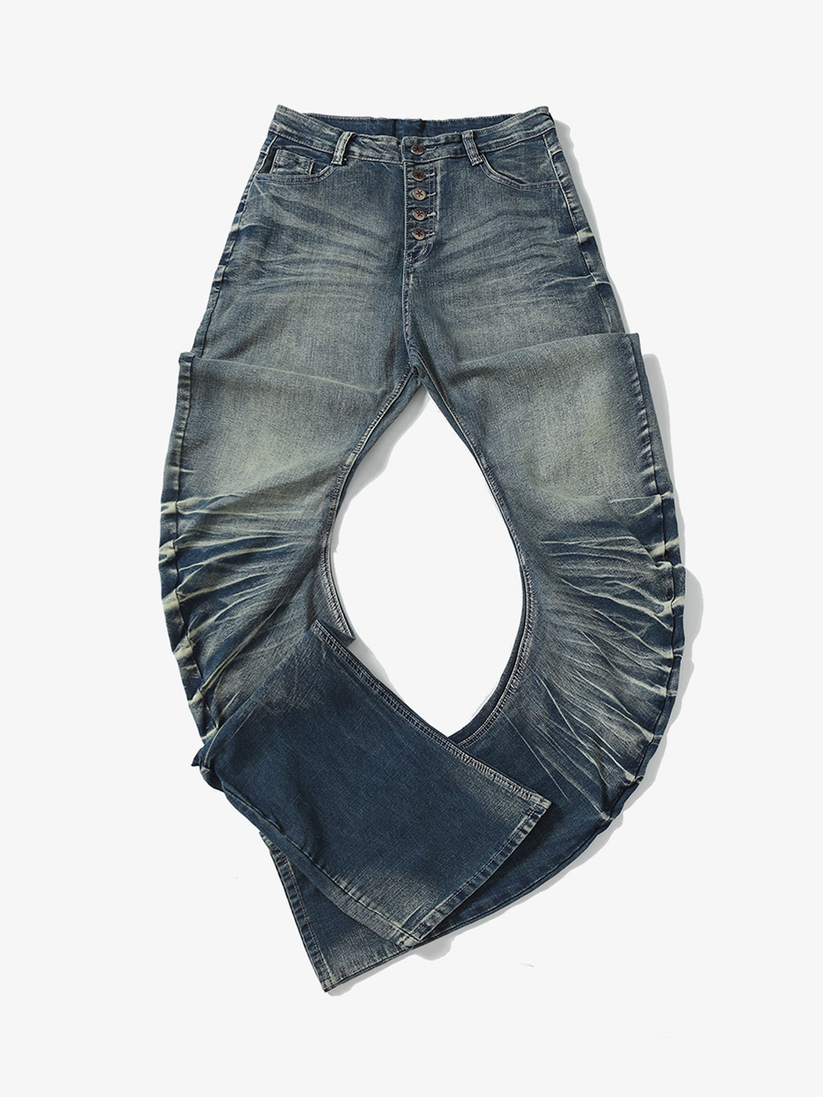 UNF CURVED SEAM WASHED JEANS; Washed Blue; front view