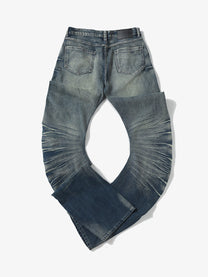 UNF CURVED SEAM WASHED JEANS; Washed Blue; back view