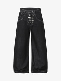 UNF | BUTTON RAW BAGGY BARREL JEANS