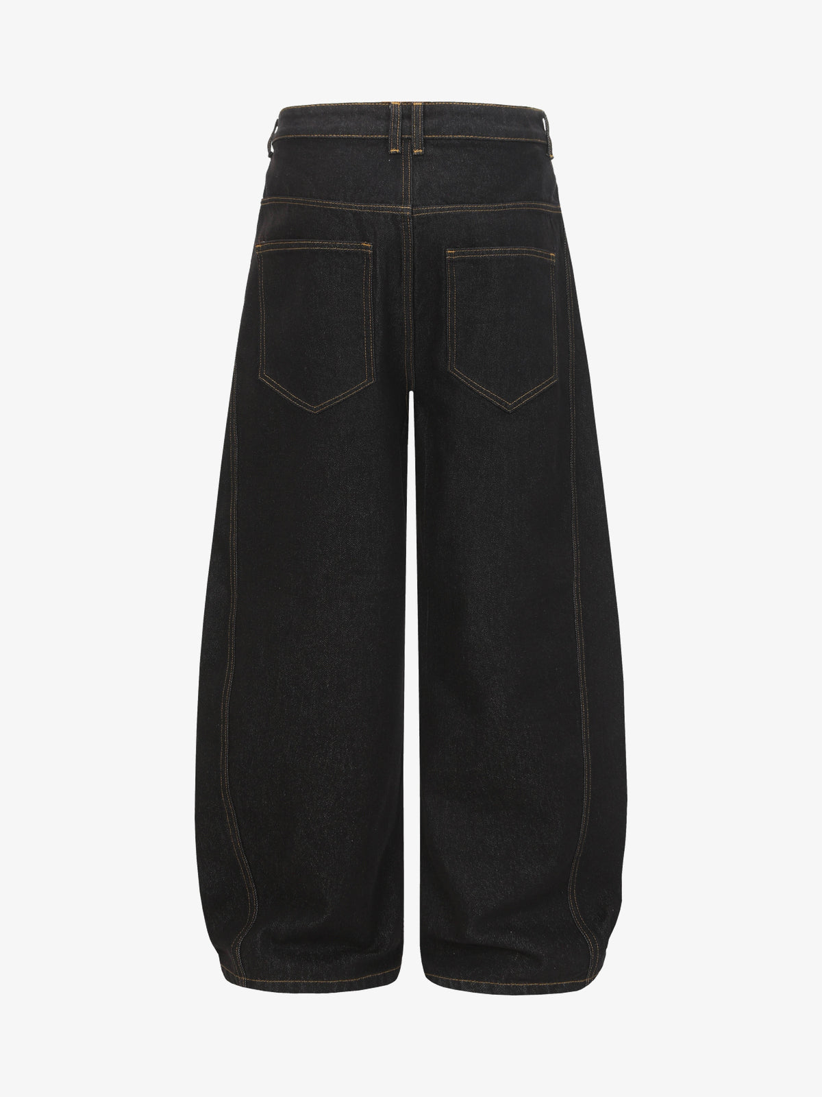 UNF ASYMMETRIC BUTTON PANEL JEANS; Black; back view