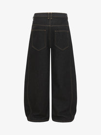 UNF ASYMMETRIC BUTTON PANEL JEANS; Black; back view