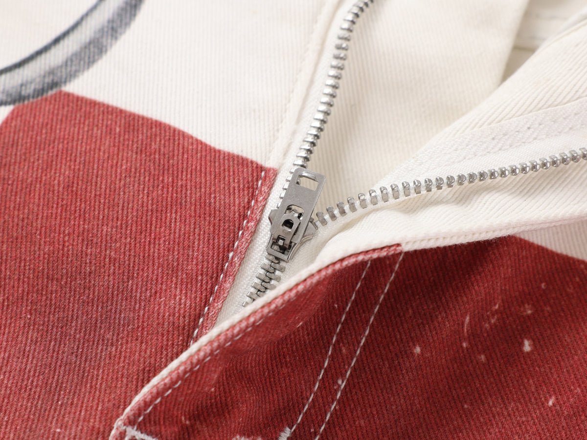 VLEX OFFICIAL RED CROSS CHAIN JEANS; White; garment construction detail