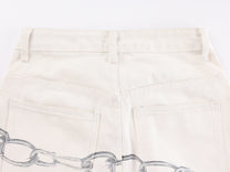VLEX OFFICIAL RED CROSS CHAIN JEANS; White; design detail