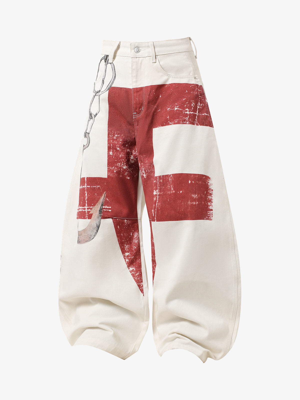 VLEX OFFICIAL RED CROSS CHAIN JEANS; White; front view