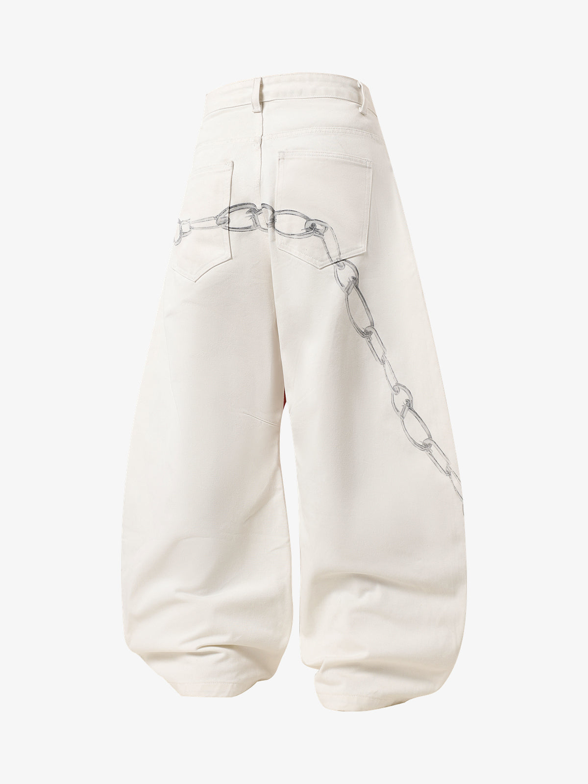 VLEX OFFICIAL RED CROSS CHAIN JEANS; White; back view