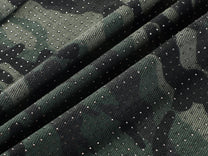 VLEX OFFICIAL RHINESTONE CAMO BAGGY BARREL JEANS; Camo; fabric detail