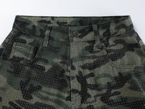 VLEX OFFICIAL RHINESTONE CAMO BAGGY BARREL JEANS; Camo; garment construction detail