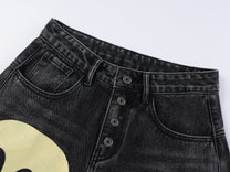 VLEX OFFICIAL STAR RACING GRAPHIC JEANS; Black; garment construction detail