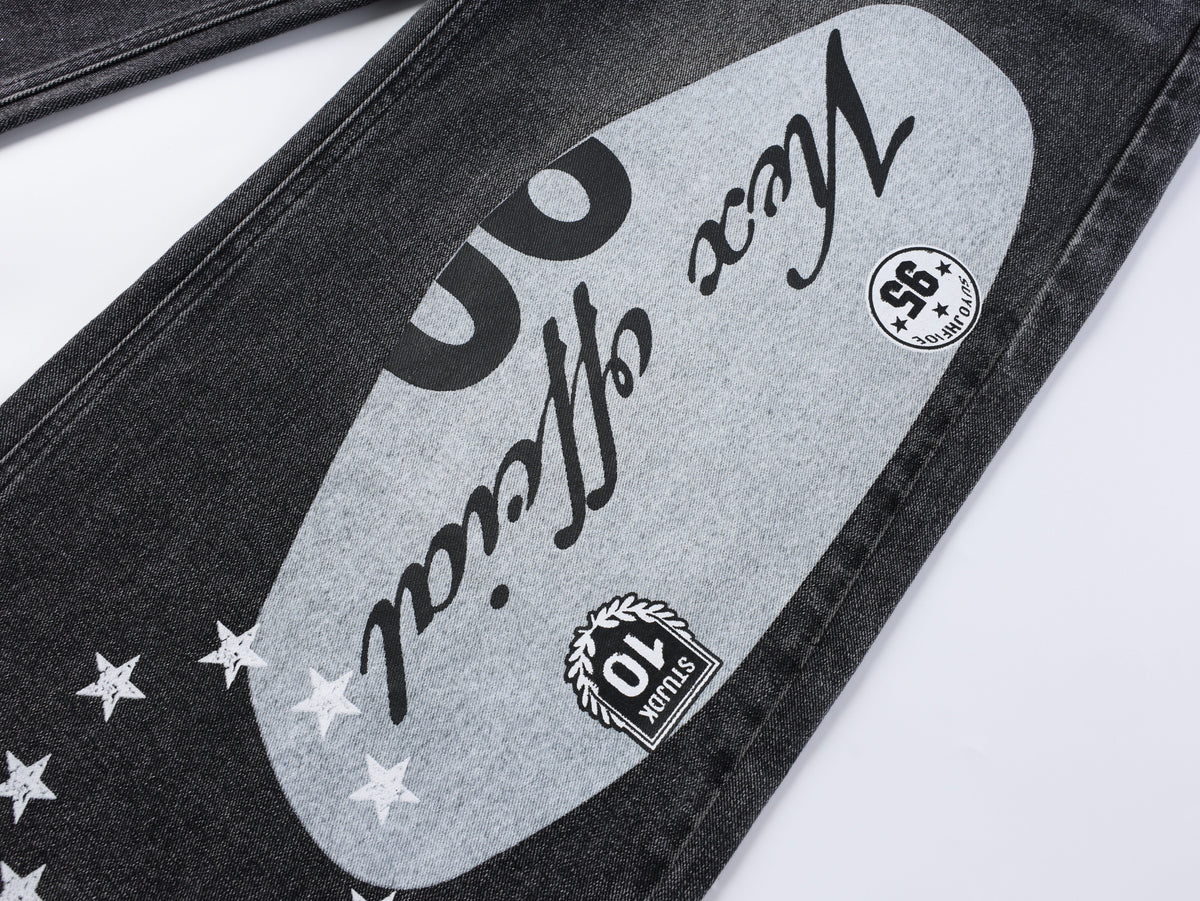VLEX OFFICIAL STAR RACING GRAPHIC JEANS; Black; design detail