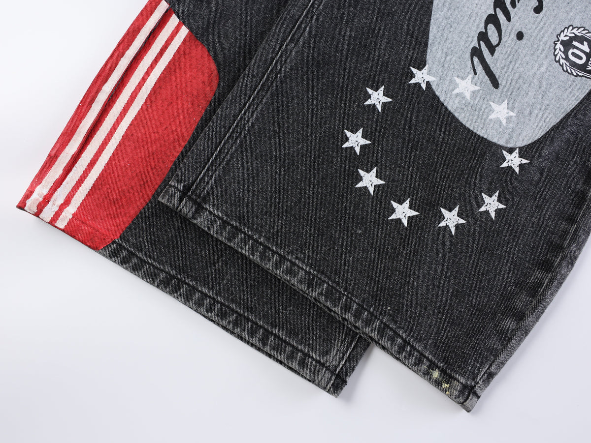 VLEX OFFICIAL STAR RACING GRAPHIC JEANS; Black; design detail