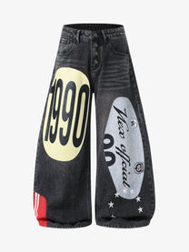 VLEX OFFICIAL STAR RACING GRAPHIC JEANS; Black; front view