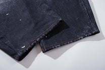 YL BOILING PATCHED WASHED WIDE LEG JEANS; Blue; garment construction detail