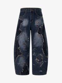 ZHANLAI | DISTRESSED PANEL BAGGY JEANS