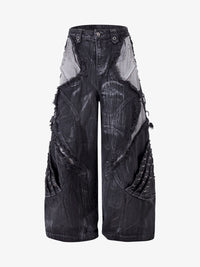 ZHANLAI | DISTRESSED REPAIR WIDE LEG JEANS