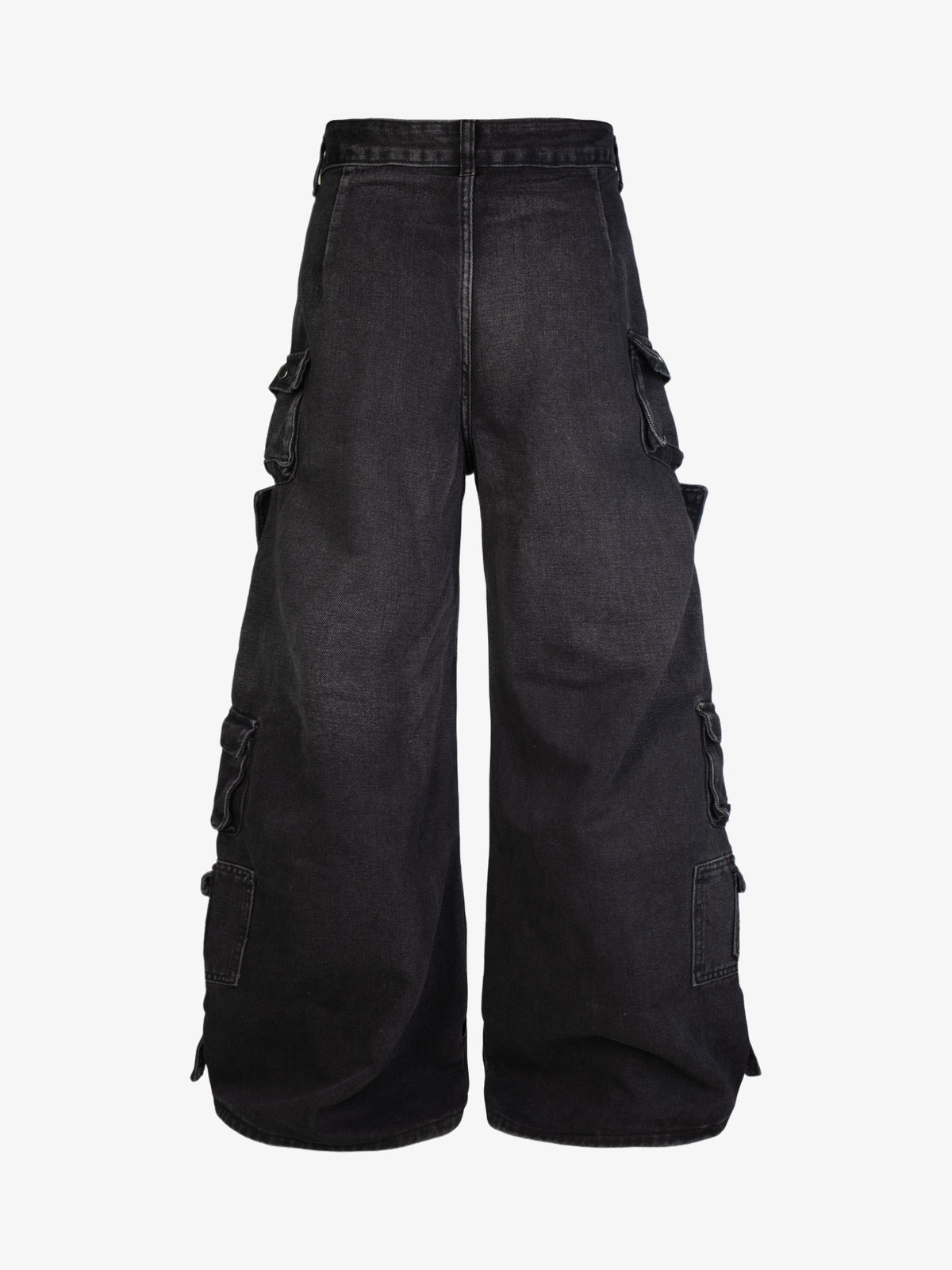 ZHANLAI LAYERED CARGO PANEL JEANS; Black; back view