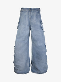 ZHANLAI LAYERED CARGO PANEL JEANS; Blue; back view