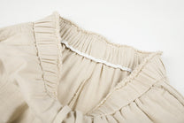 11KN THIGH POSTER PRINT PANTS; Linen; garment construction detail