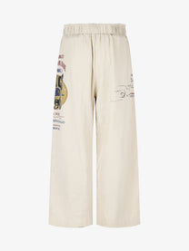 11KN THIGH POSTER PRINT PANTS; Linen; back view