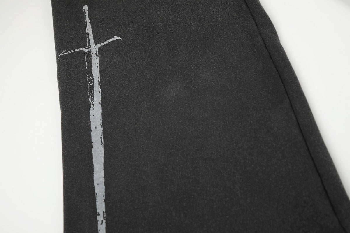 11KN SIDE GRAPHIC WIDE PANTS; Black; design detail