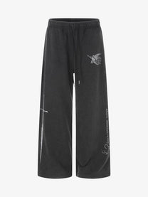 11KN SIDE GRAPHIC WIDE PANTS; Black; front view