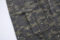 ATSF30 UTILITY WASHED CARGO PANTS; Camo; garment construction detail