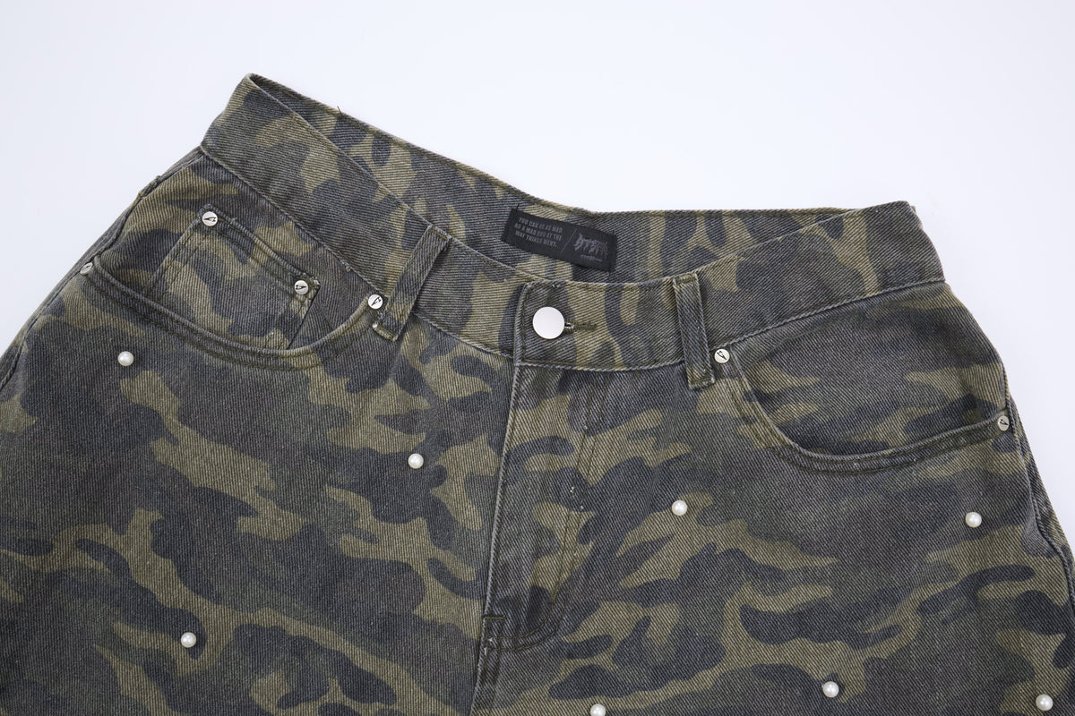 ATSF30 UTILITY WASHED CARGO PANTS; Camo; garment construction detail