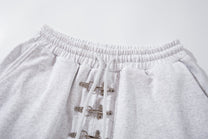AW SPIKY HEAD FIREMAN CLASP BAGGY SWEATPANTS; Gray; garment construction detail