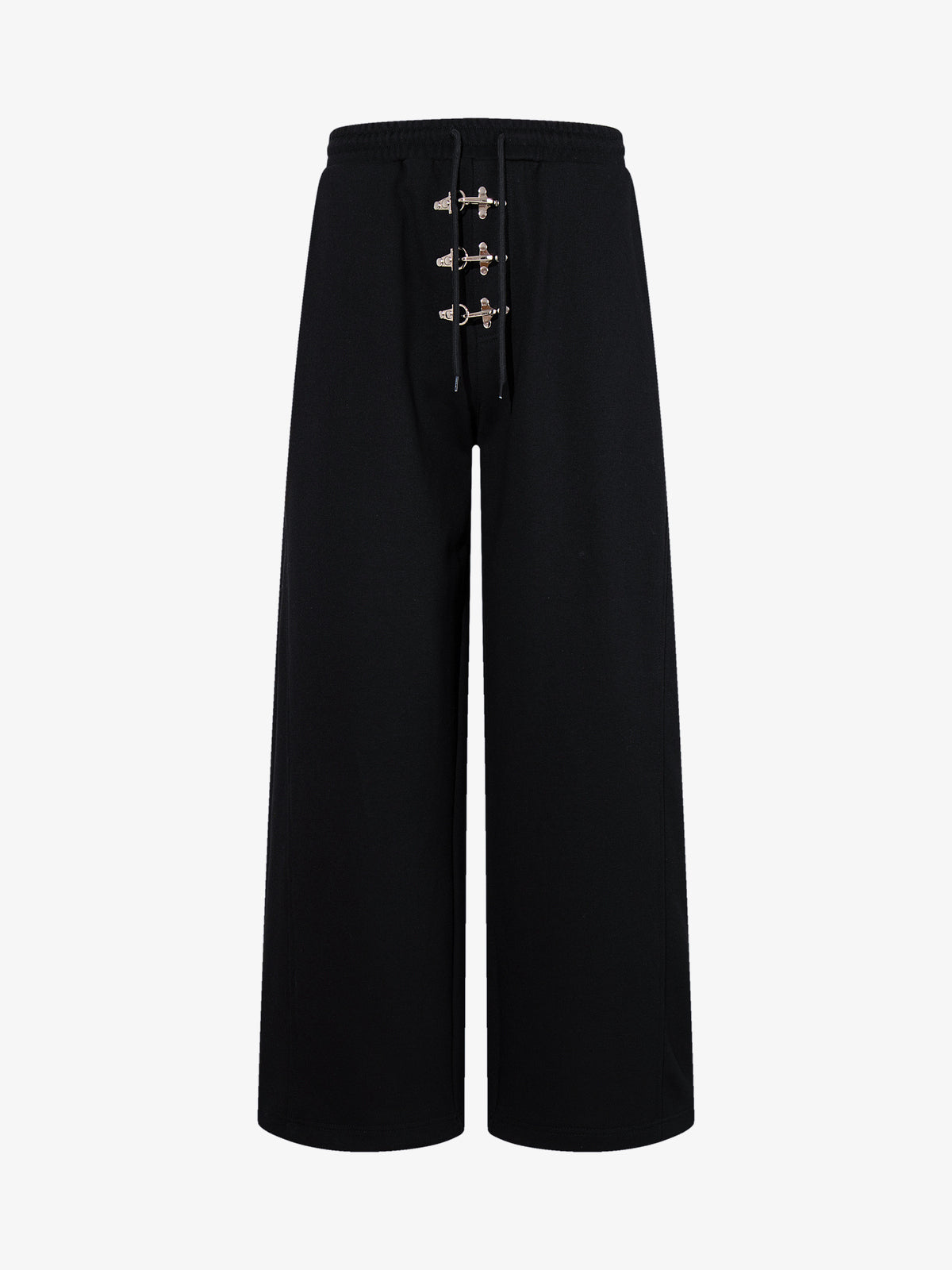 AW SPIKY HEAD FIREMAN CLASP BAGGY SWEATPANTS; Black; front view