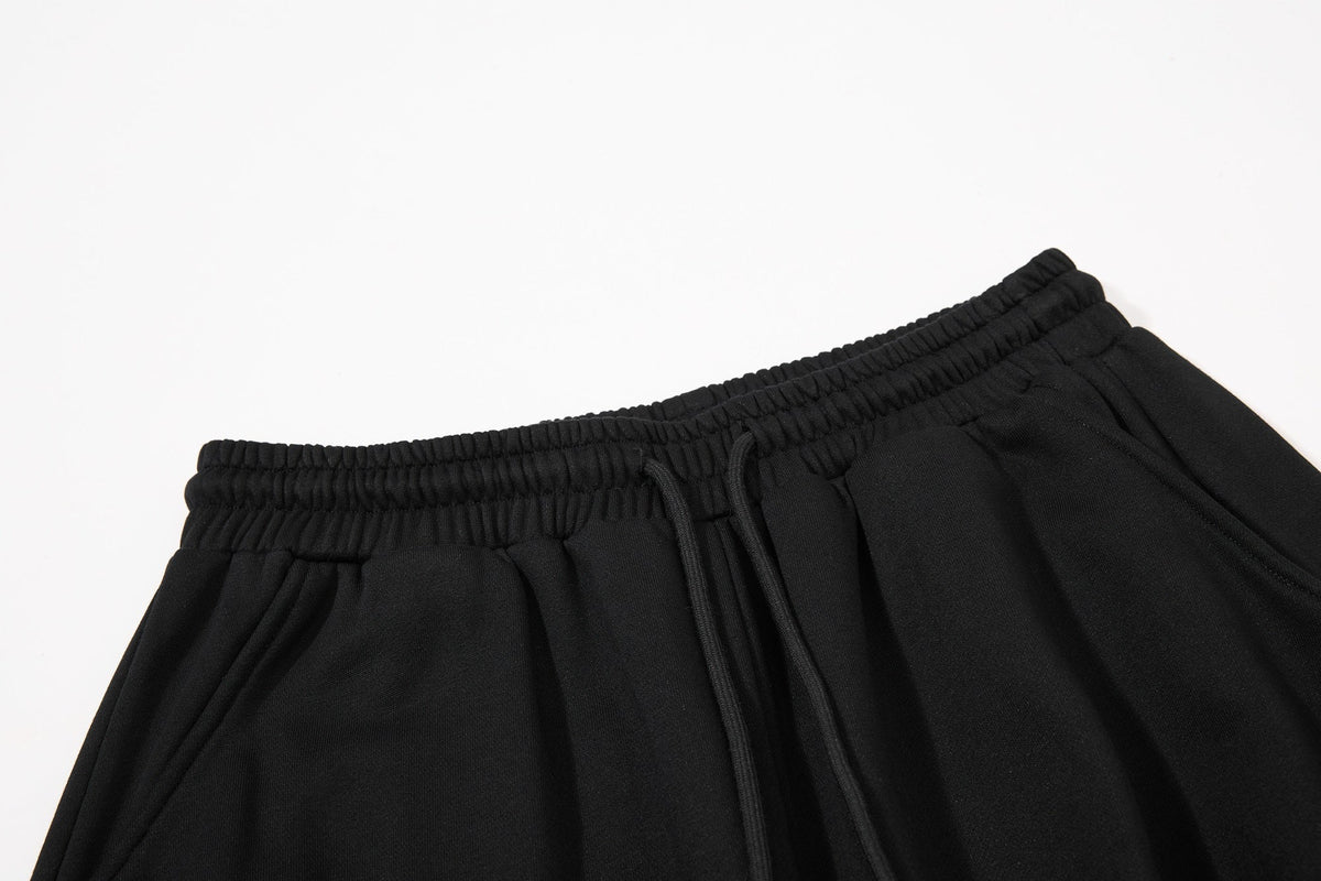 BF BORFEND RED PATCH WIDE LEG PANTS; Black; garment construction detail