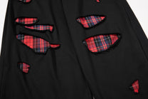 BF BORFEND RED PATCH WIDE LEG PANTS; Black; design detail