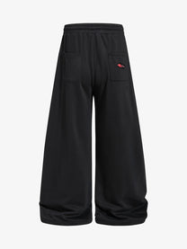 BF BORFEND RED PATCH WIDE LEG PANTS; Black; back view
