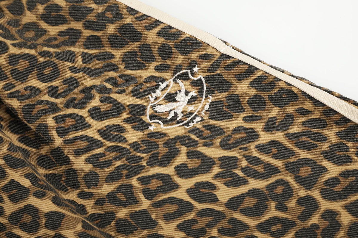BLACK ENERGY LEOPARD PRINT SIDE STRIPE SWEATPANTS; Brown; design detail
