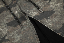 BLACK ENERGY LEOPARD CAMO PATCHWORK CARGO PANTS; Camo; garment construction detail